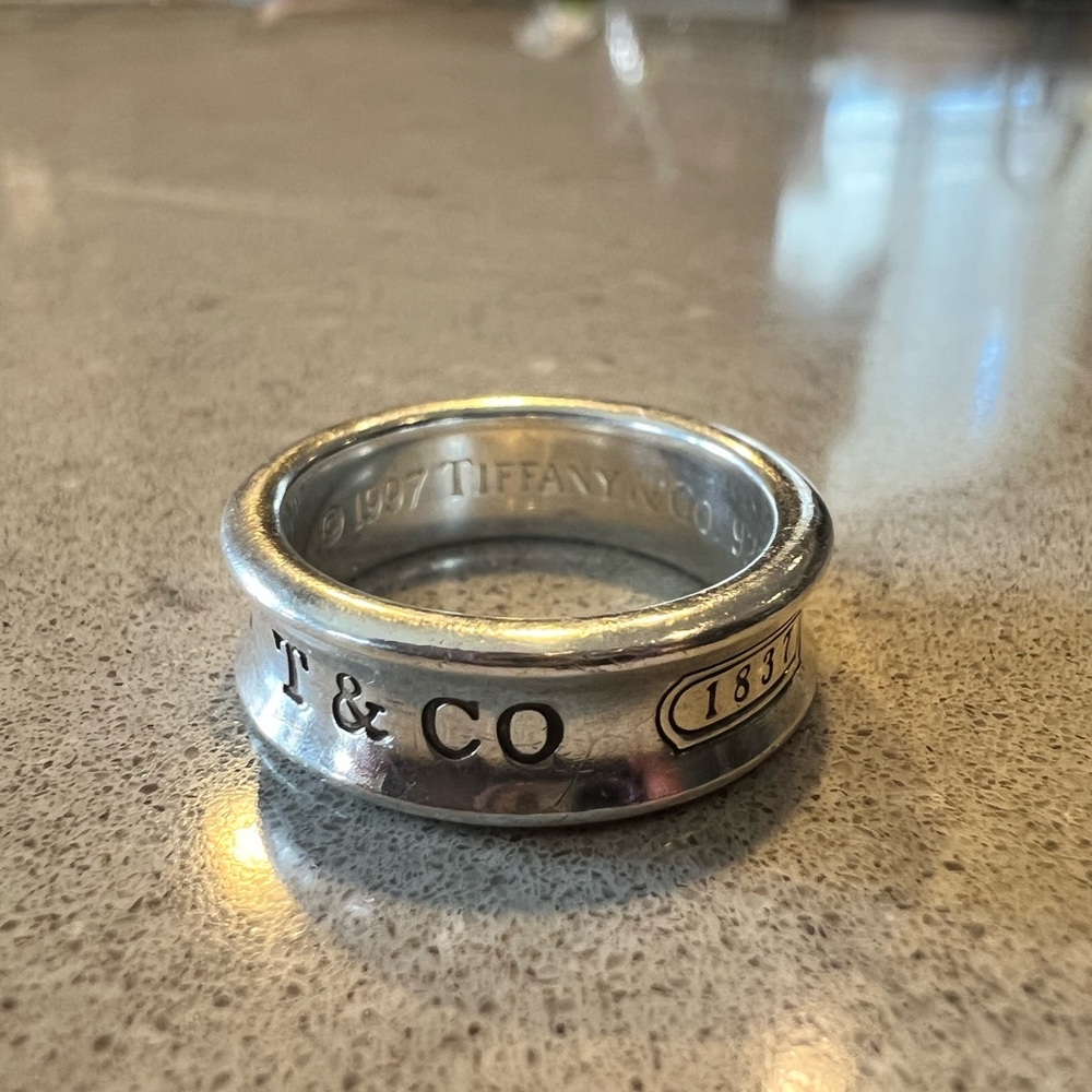Tiffany & Co. 1837 Wide Band Ring Sterling Silver 925 Size 7.5–8